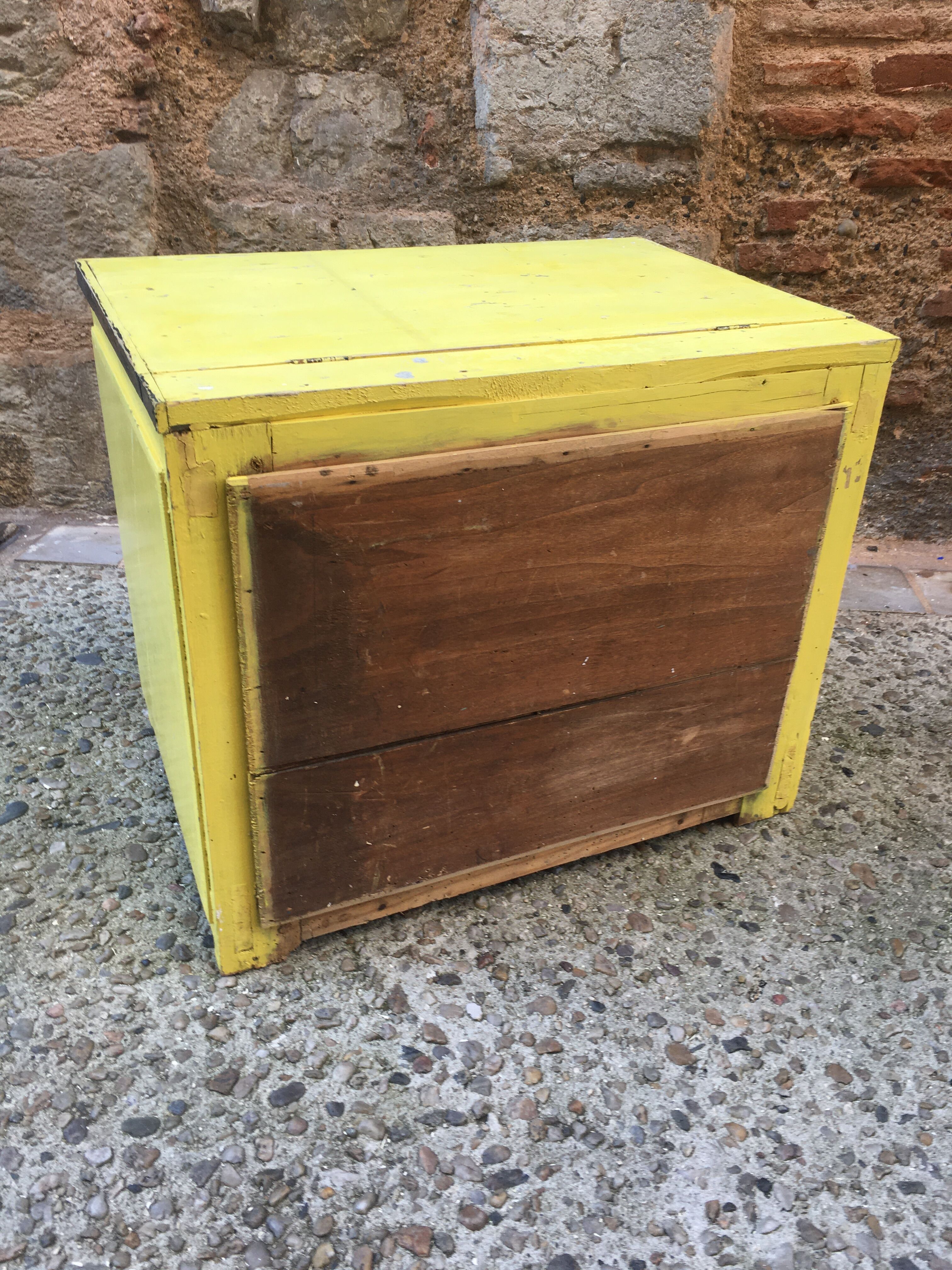 Yellow wooden chest