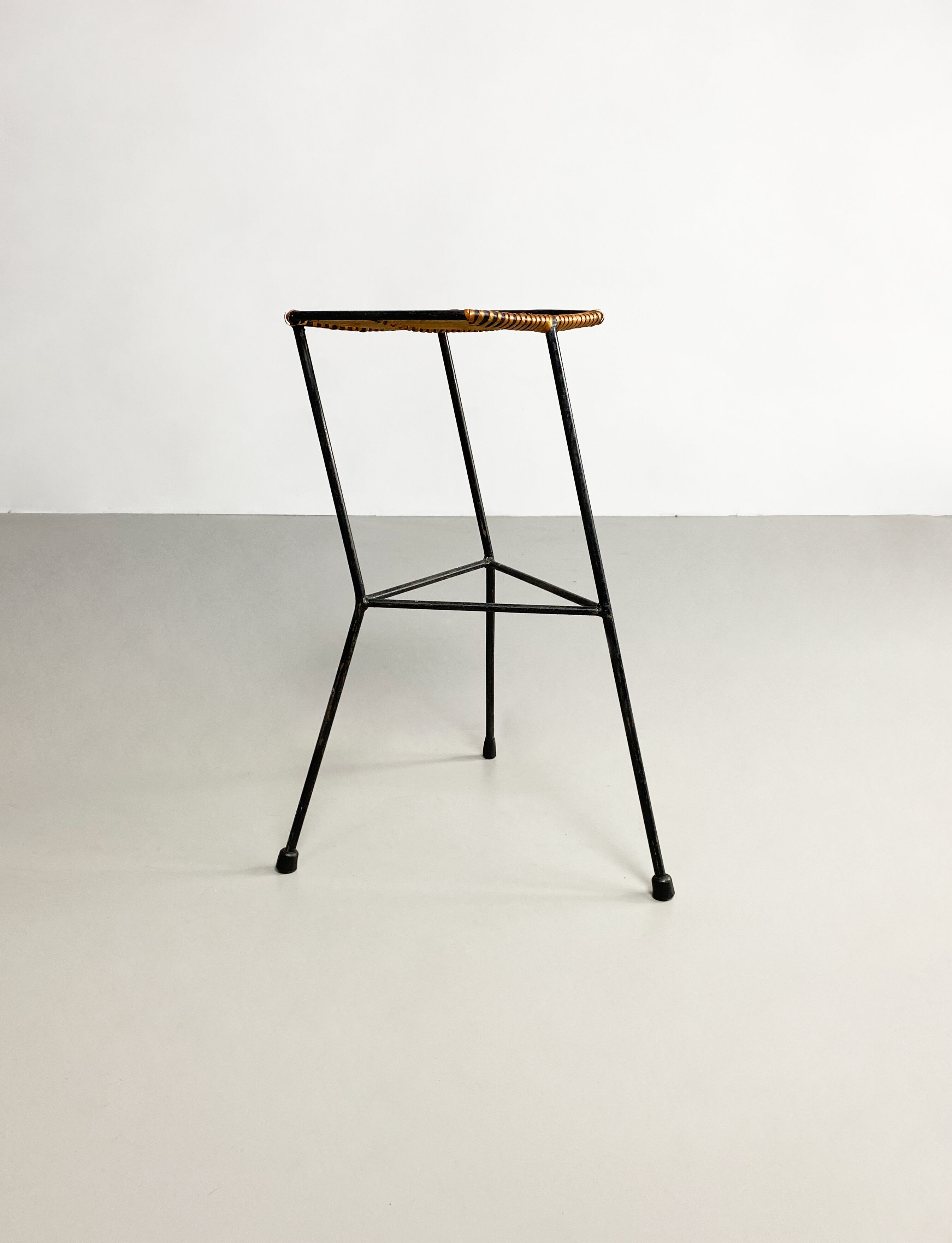 Rattan and Iron Bar Stool by Dennis Lennon, England, c.1950
