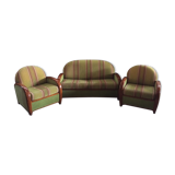 Living room with 2 armchairs and 1 sofa in beech wood