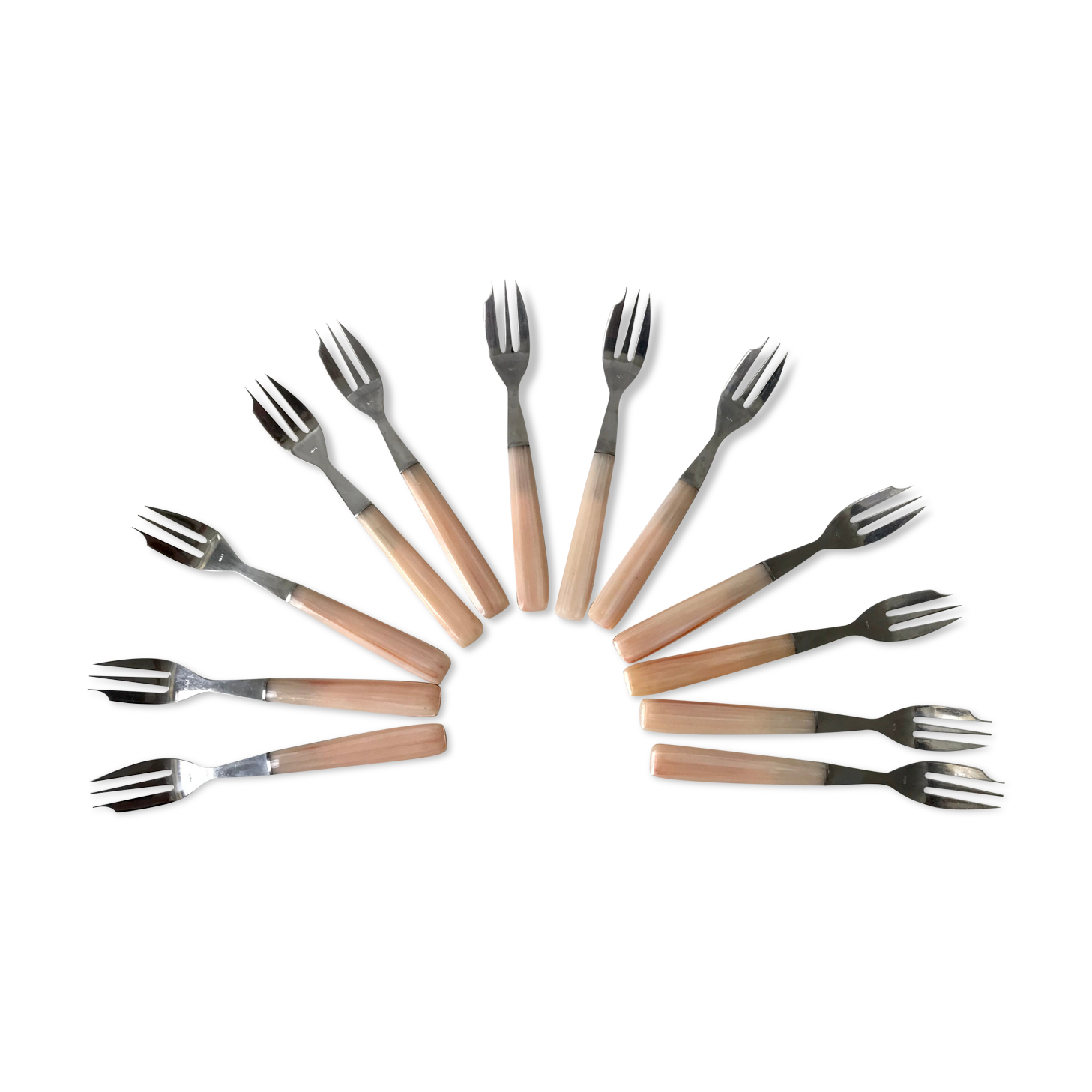 Set of 12 dessert forks in Bakelite 60s-70s