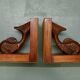 Pair of hand-carved art-deco fish bookends - 30s