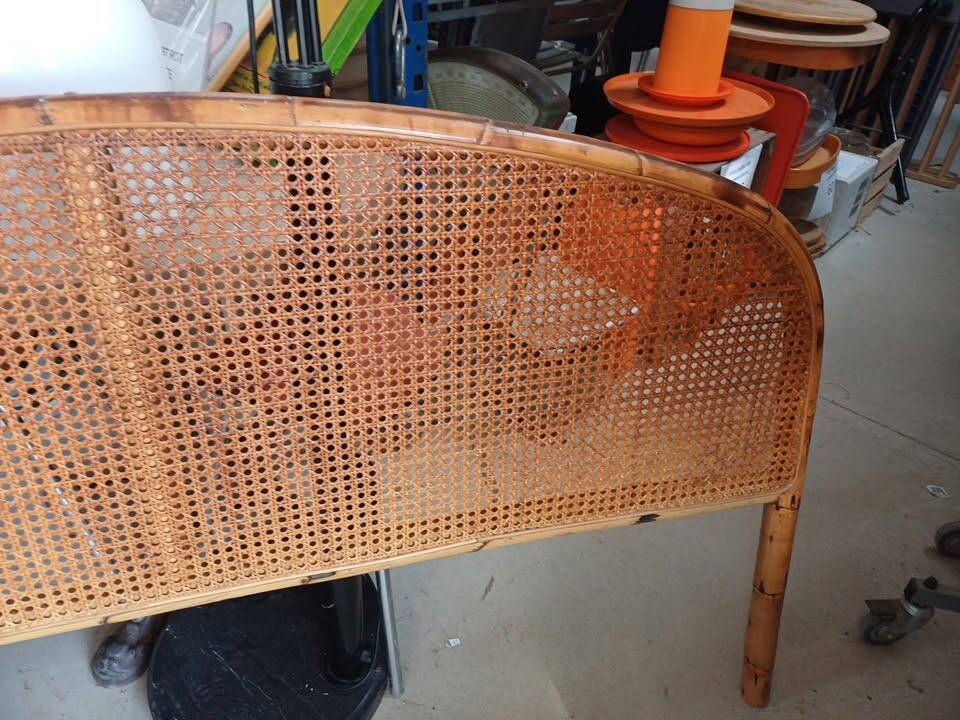 Vintage bamboo, rattan and cane headboard – 140 cm