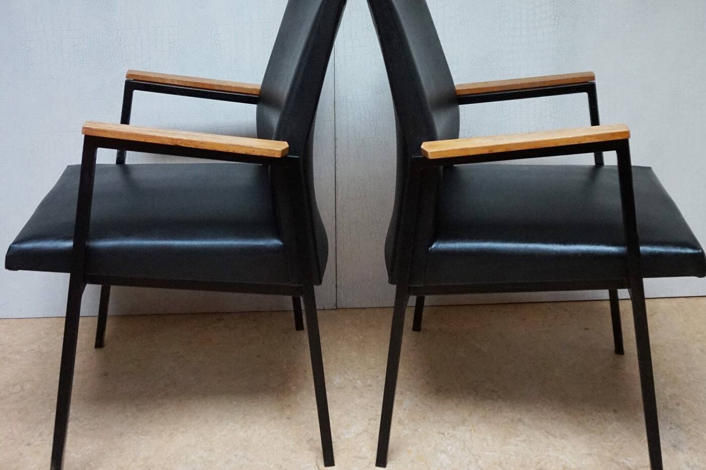 Midcentury Industrial Minimalistic Dutch Design Armchairs/Conference Chairs