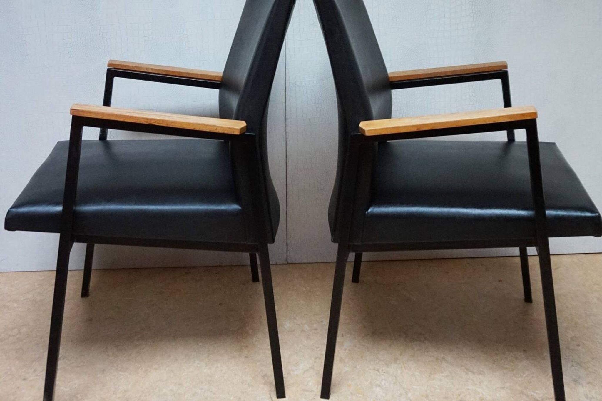 Fauteuils/chaises de conférence au design minimaliste industriel néerlandais du milieu du siècle