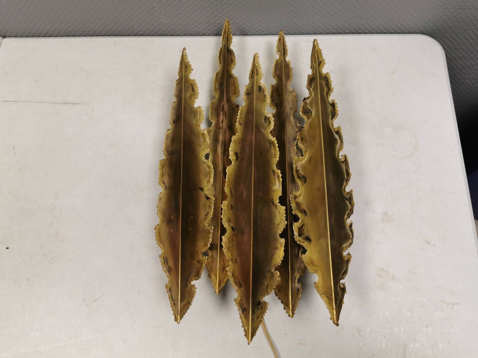 HUGE Brutalist Brass Wall Lamp by Svend Aage Holm Sørensen, Denmark 1960s