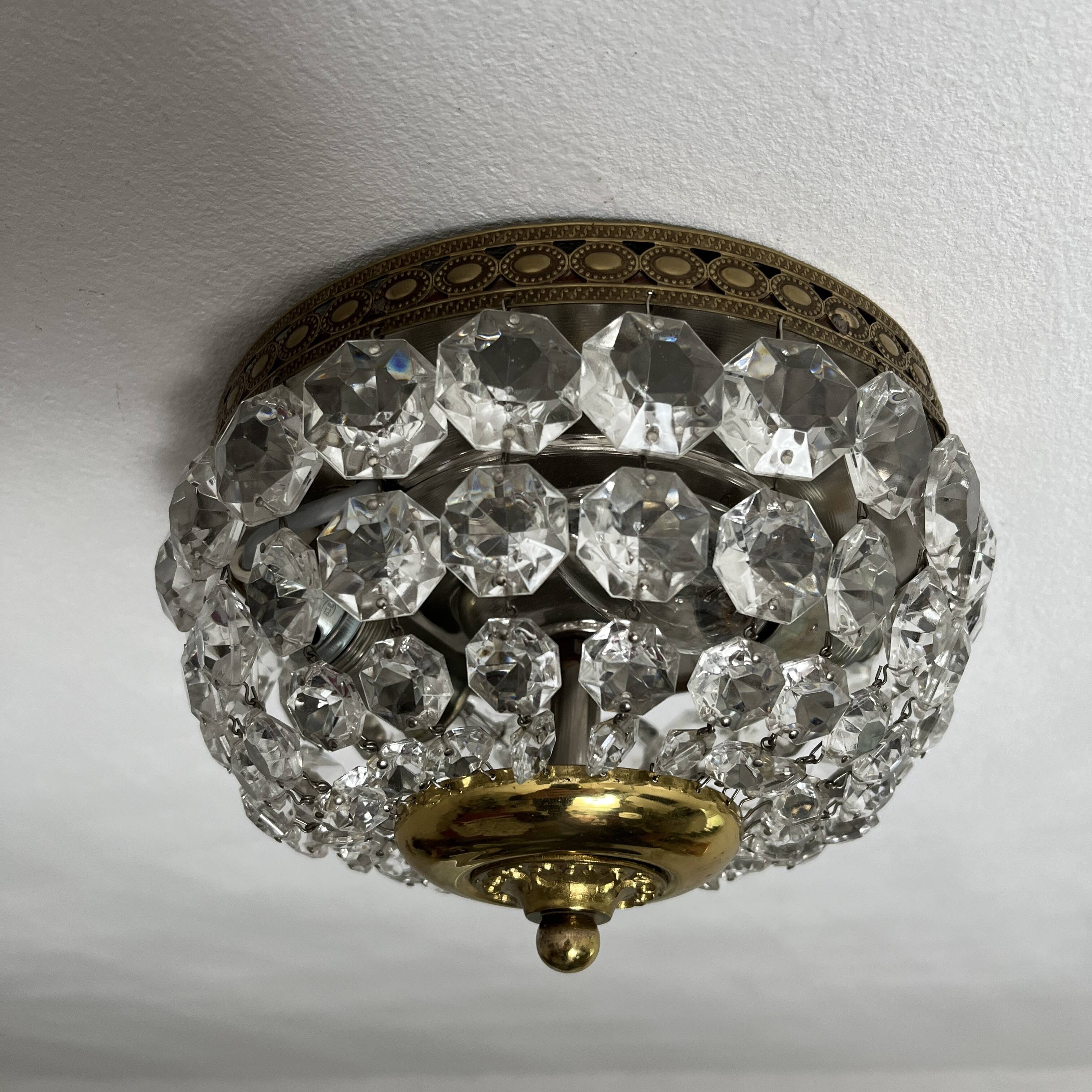 Basket ceiling light with tassels 2 lights golden brass Deknudt
