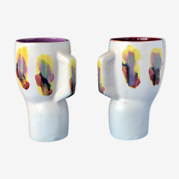 Enamelled ceramic cups