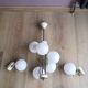 Vintage chandelier 5 opaline glass balls + 2 Space Age Mid-Century wall lights