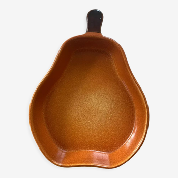 Flat oven pear-shaped orange ceramic