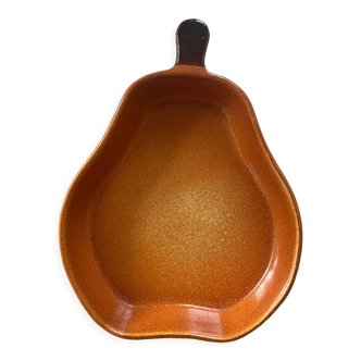 Flat oven pear-shaped orange ceramic