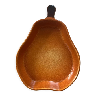 Plat four forme de poire en céramique orange