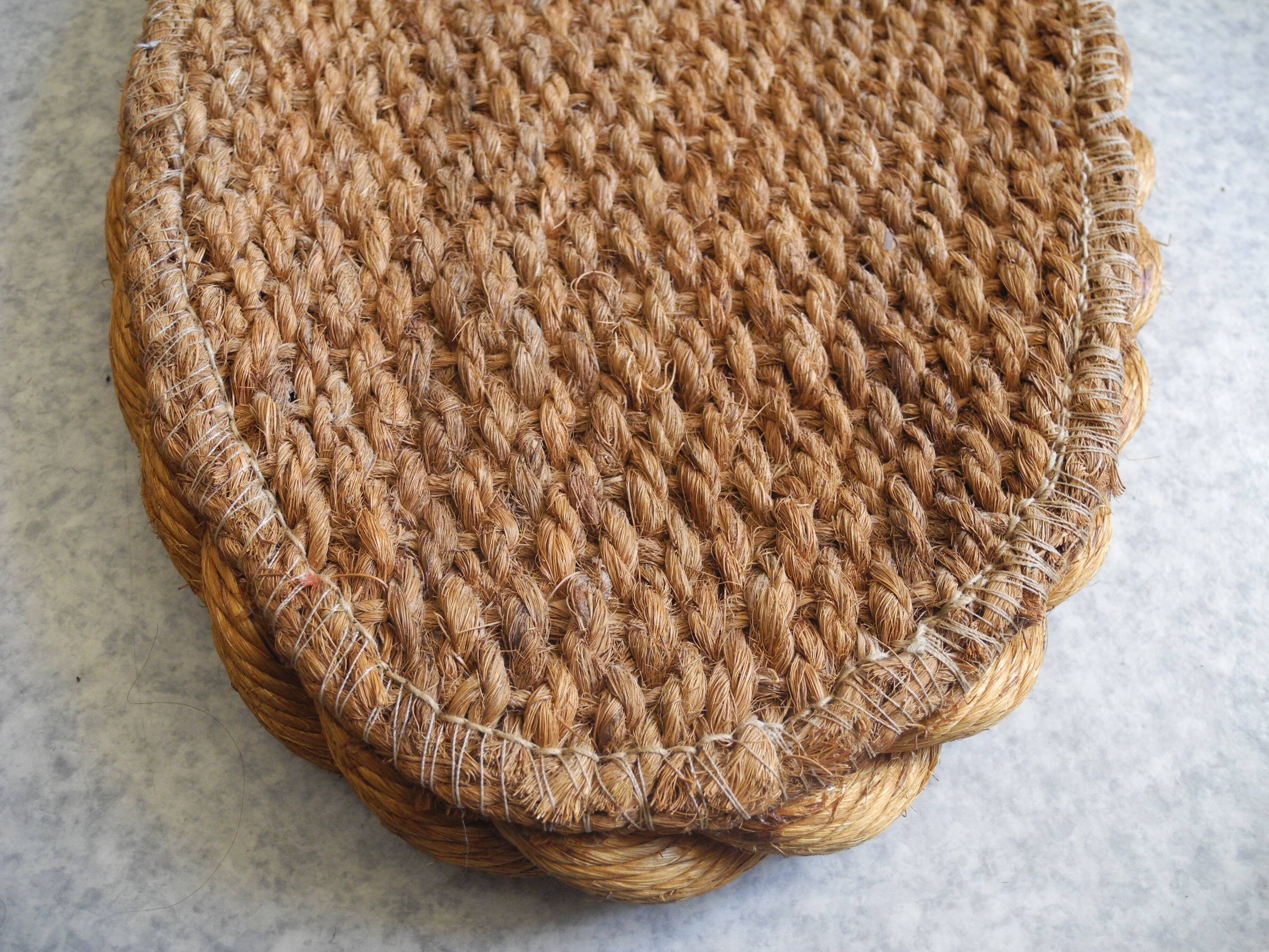 old rope mirror Audoux Minet vintage design 1950s old mirror 50s