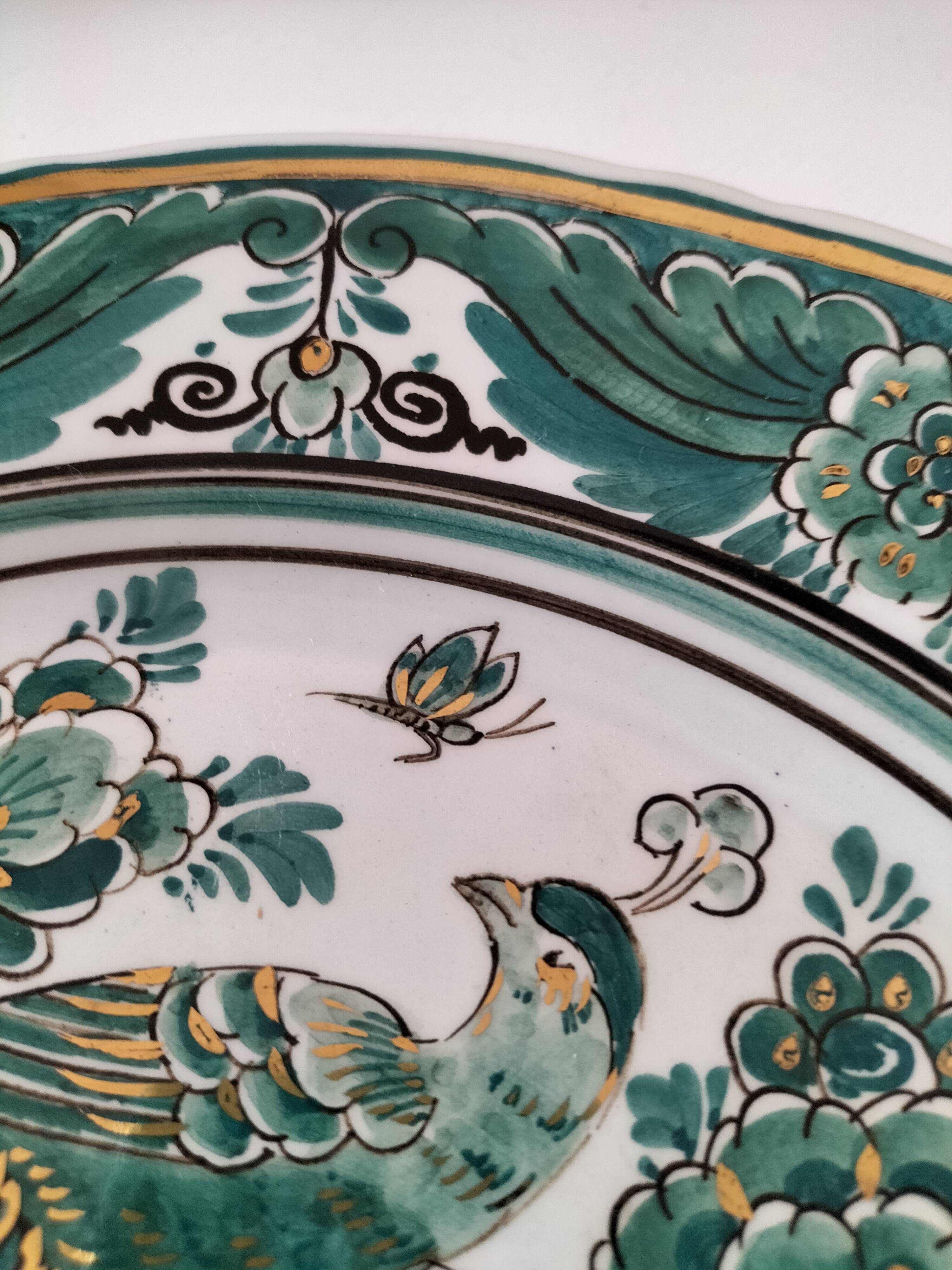 Large rare Delft Groen hand-painted plate Velsen pottery Netherlands