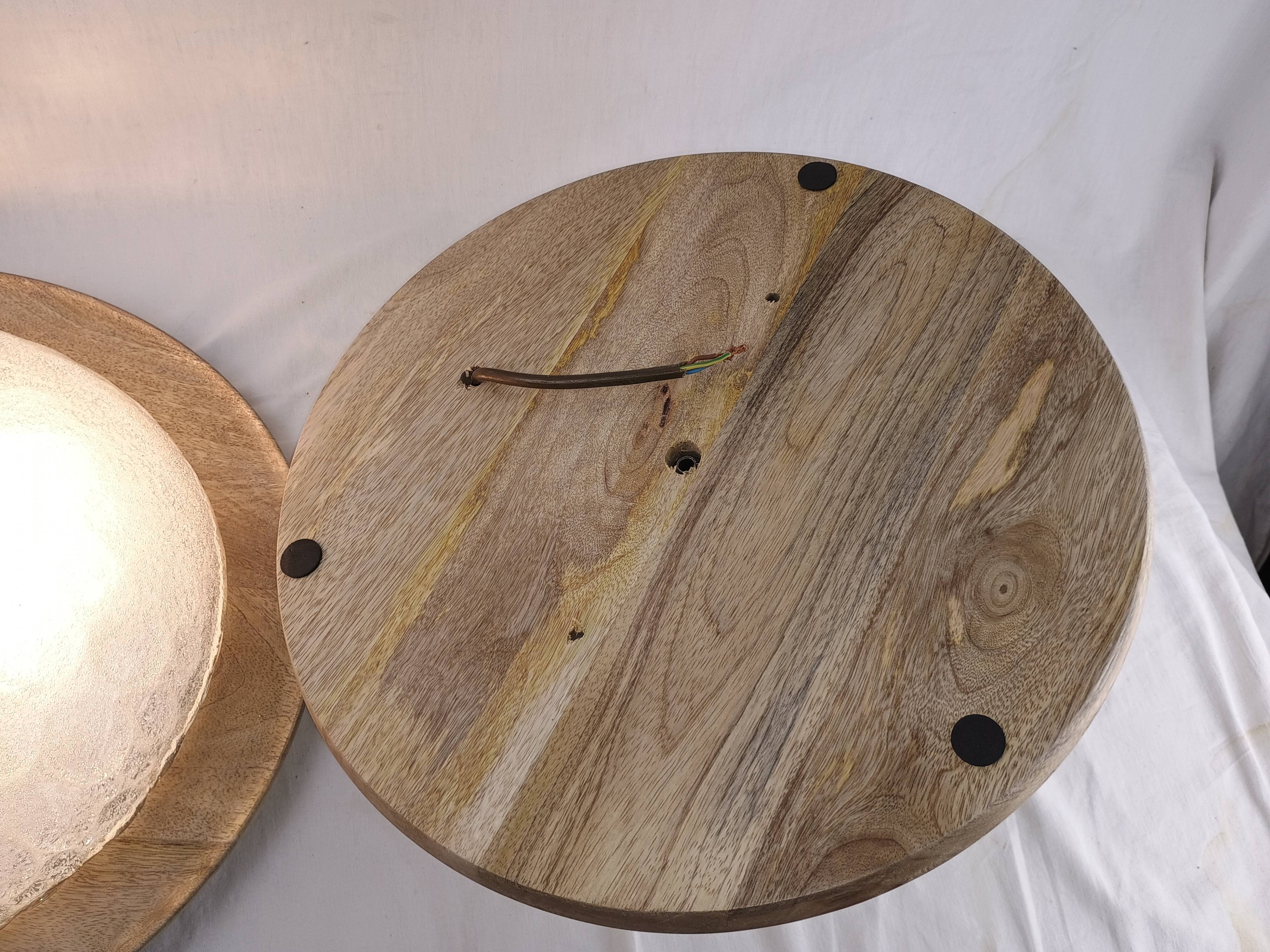 Pair of vintage Murano wall lights with exotic wood shelf.