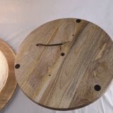 Pair of vintage Murano wall lights with exotic wood shelf.