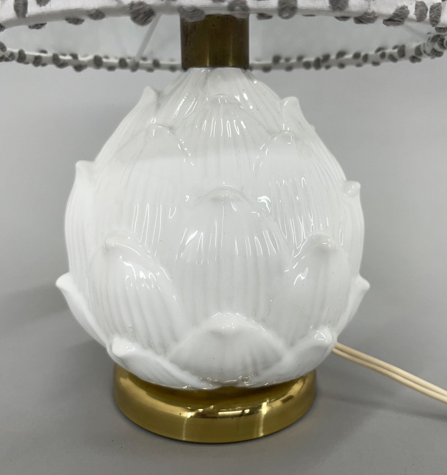 Lampe de table italienne en céramique émaillée d’artichaut du milieu du siècle