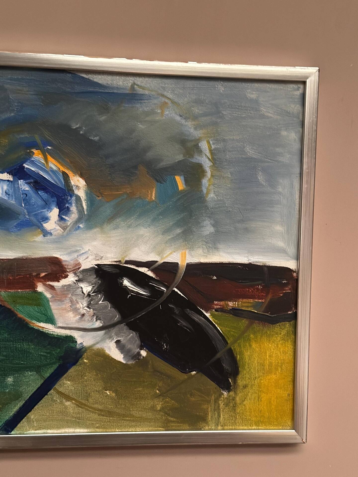 Huile sur toile originale suédoise – “Composition” par Holger Karlson