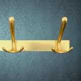 Vintage wall-mounted coat rack in anodised gold aluminium with 3 hooks from the 1970s.