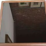 Black leather and glass coffee table