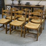 Set of 6 solid oak chairs Guillerme et Chambron 1950s