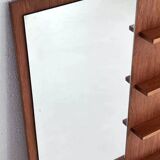 Scandinavian wooden mirror with integrated shelves
