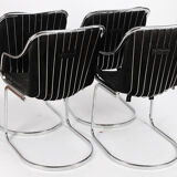 4 chairs in metal chrome, cidue, italy, 1980