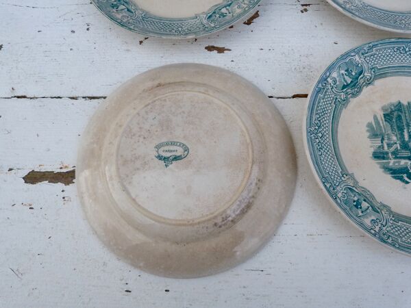 Ensemble de 6 assiettes à dessert  1800 ceramique Anglaise Primavesi & son Cardiff