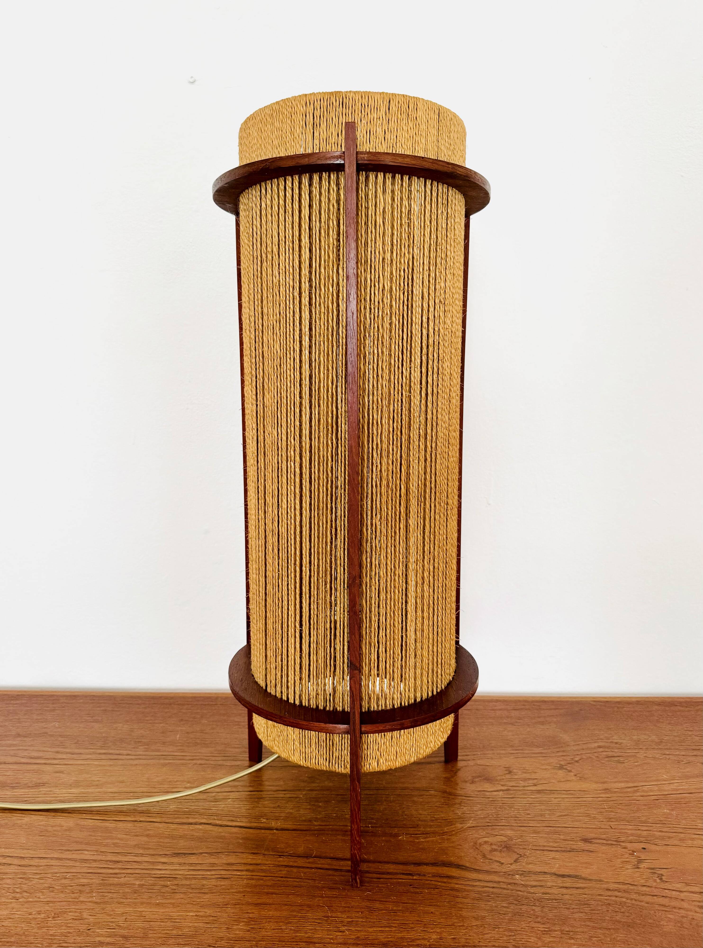 Danish Sisal and Teak Floor or Table Lamp by Ib Fabiansen for Fog and Morup