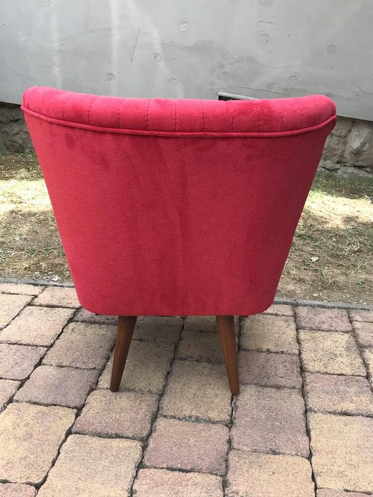 Purple cocktail chair in fabric and solid beech, Mid-Century style from the 1950s.