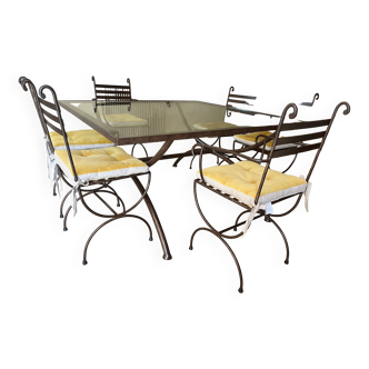Wrought iron table + chairs