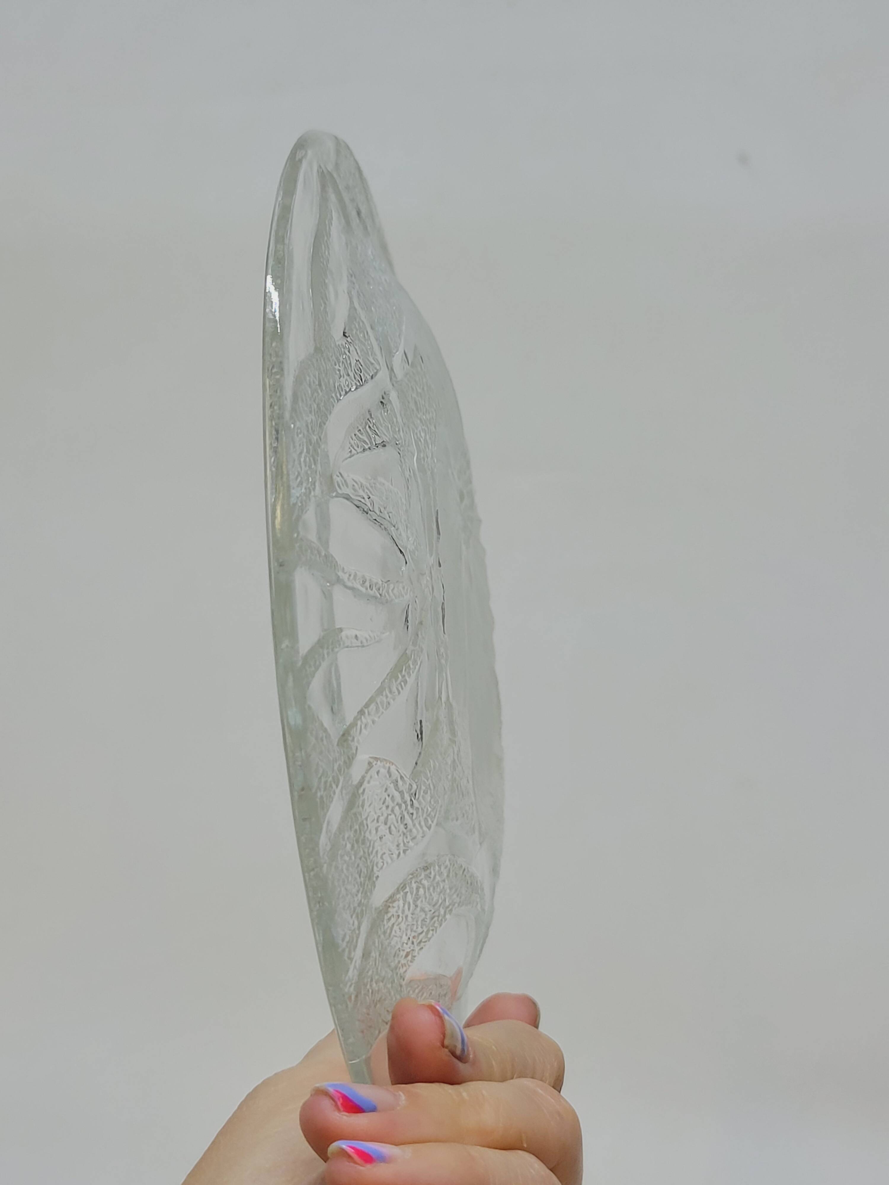 5 Small Transparent Frosted Glass Plates Vintage Floral Decor Kig Indo