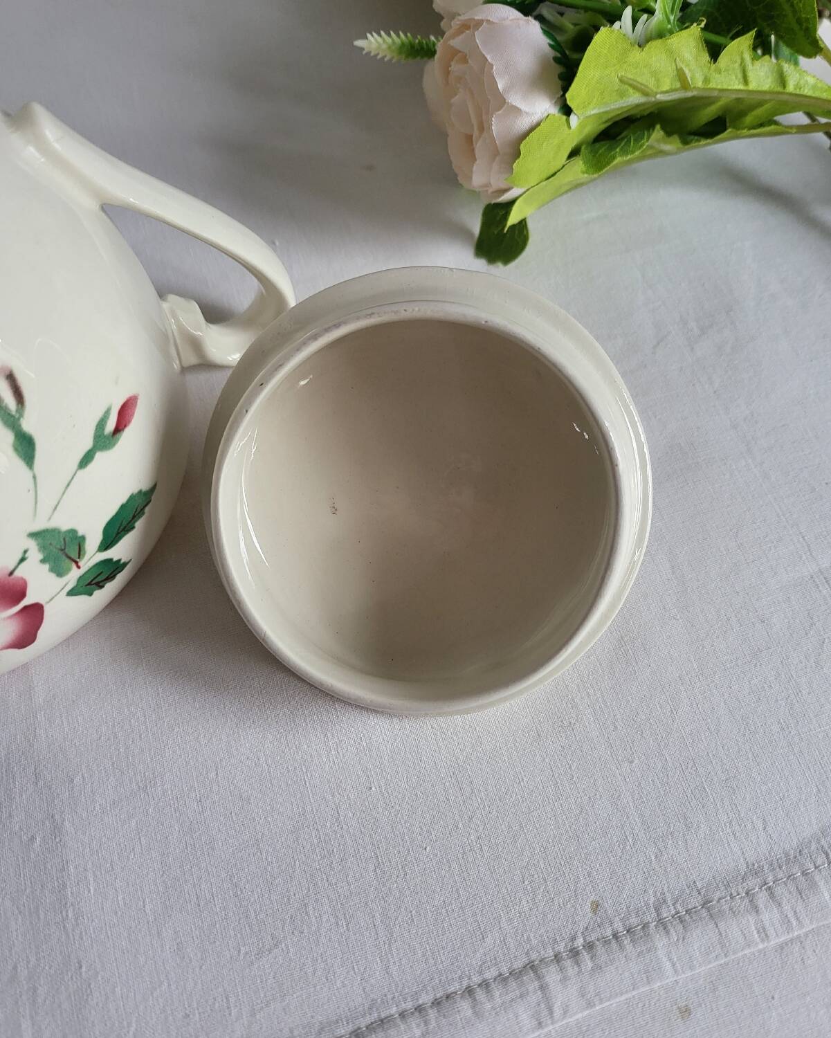 Sarreguemines earthenware sugar bowl, Epernay pattern