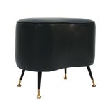 Pair of Italian Footstools in Solid Wood and Green Faux Leather, Italy, 1960s