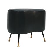 Pair of Italian Footstools in Solid Wood and Green Faux Leather, Italy, 1960s