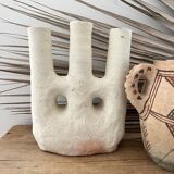 White terracotta candle holder