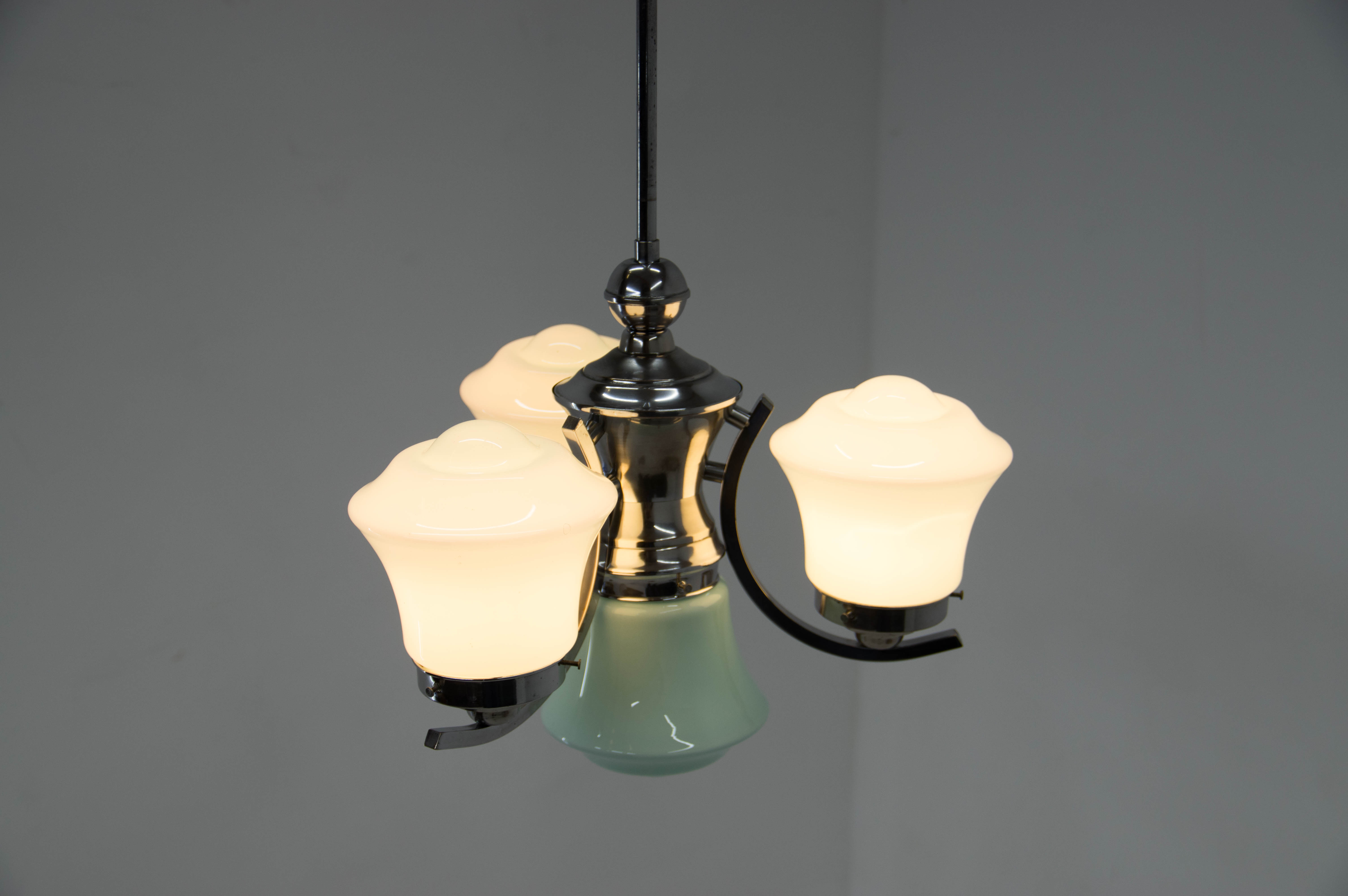 Blue art deco chandelier, 1930s