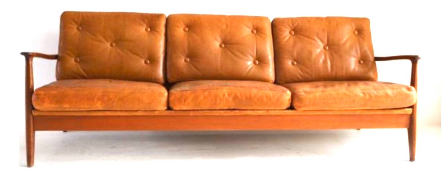 Vintage Scandinavian leather sofa