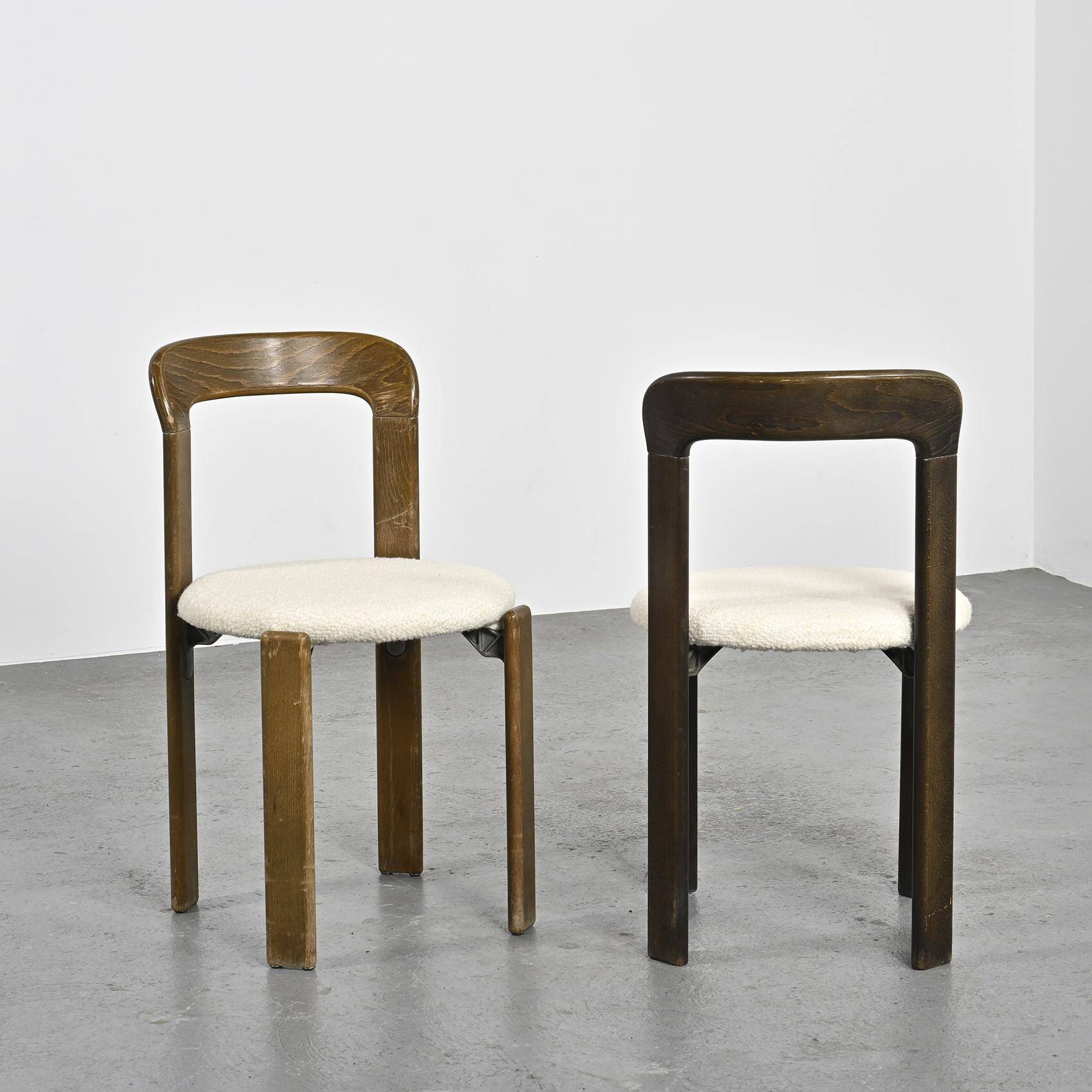 Set of 2 solid beech chairs by Bruno Rey Switzerland 1971