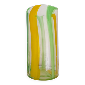 Vase en verre soufflé ligné 1980s