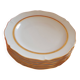 6 Limoges France dinner plates. White, matte gold edging. R; Leclair.