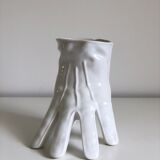 Surreal ceramic vase in the shape of a white glove by Leo Bonassera., 1970