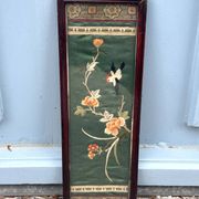 Framed Chinese Silk Embroidery Panel with Bird and Blossoms