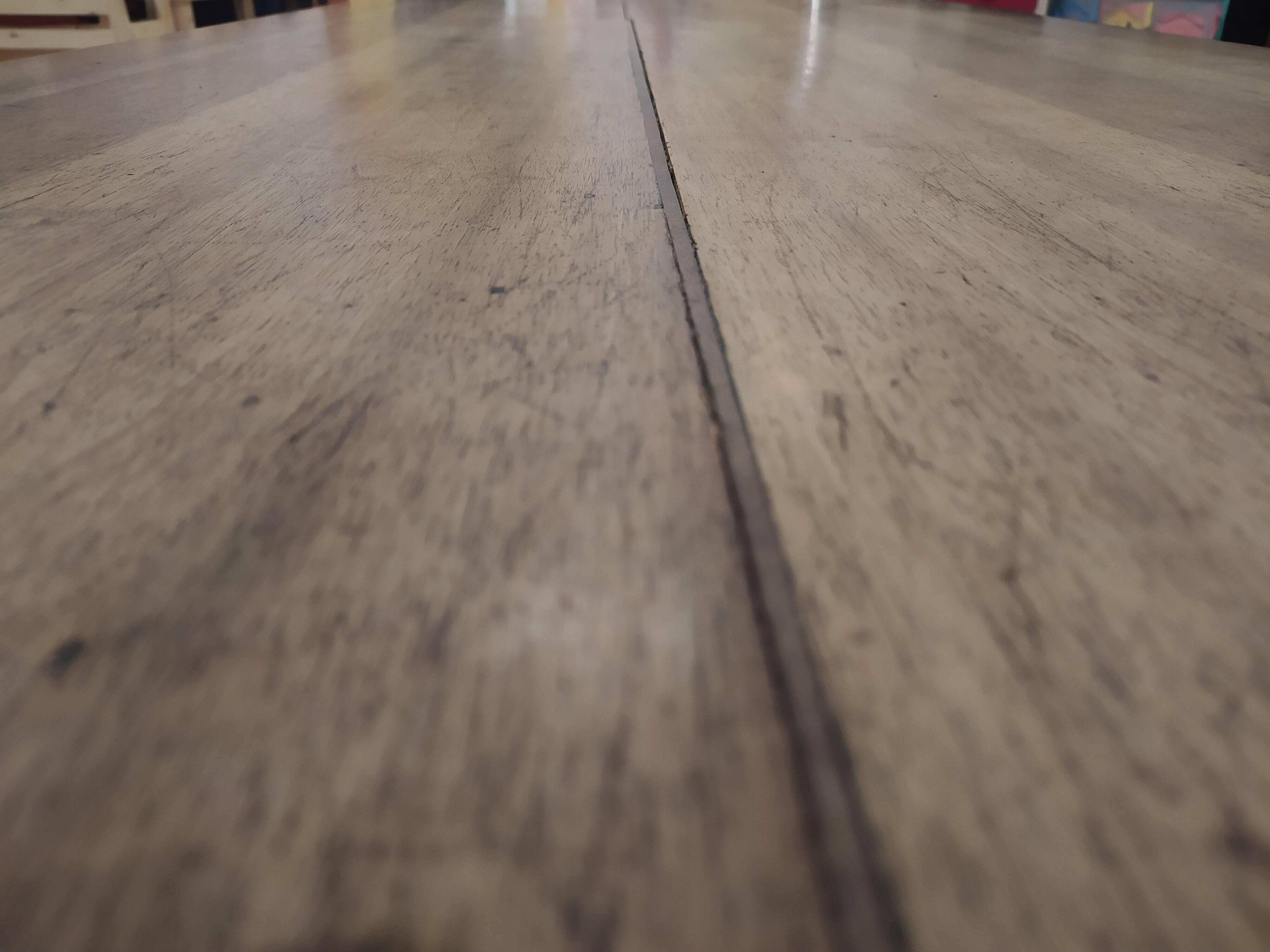 19th-century solid walnut farmhouse table, benches, extensions, Ardèche.