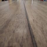 19th-century solid walnut farmhouse table, benches, extensions, Ardèche.