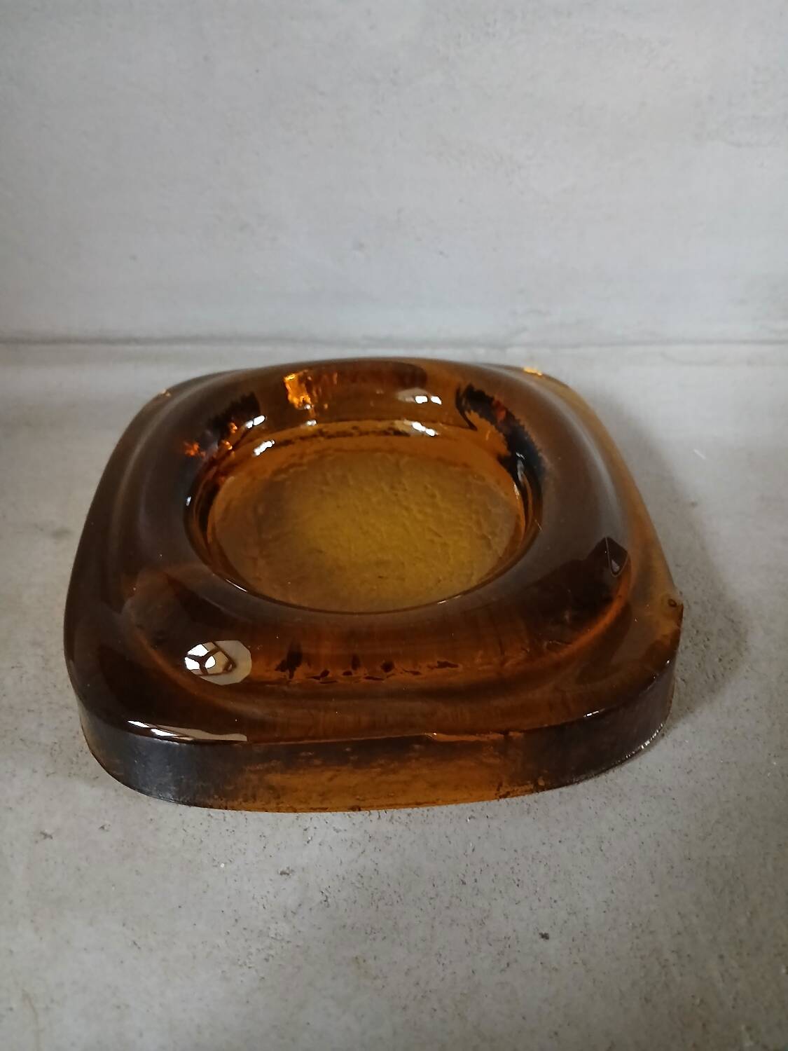 Vintage amber glass ashtray