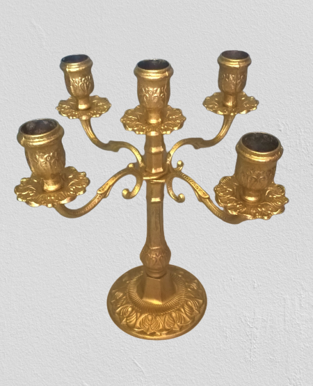 Pair of art-deco candlesticks five lights with removable light arms ~ golden regulates ~ 1930s