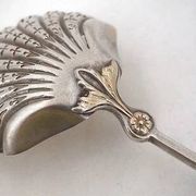 Puiforcat, sugar spoon, solid silver, Russian-style handle, vermeil.