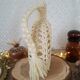 Bouteille vase soliflore macramé raphia plastique vintage