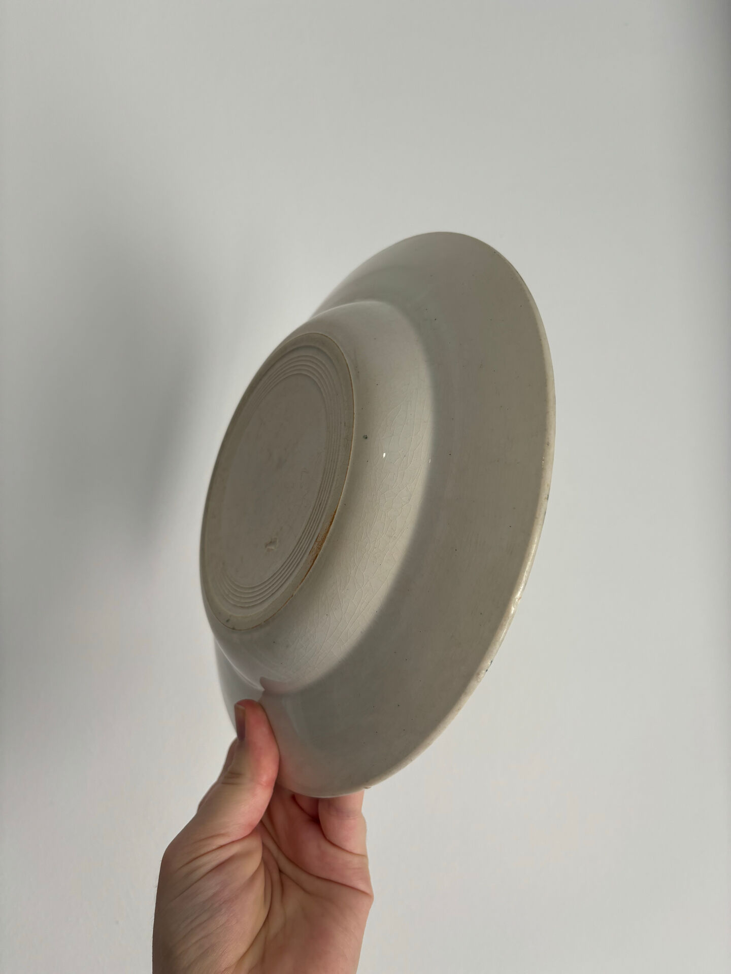 Assiette creuse terre de fer St Amand modèle trianon verte - faïence a