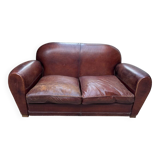 Authentic cowhide leather sofa 1950